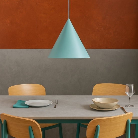 Lampadario cono metallo colore menta cm32 per cucina
